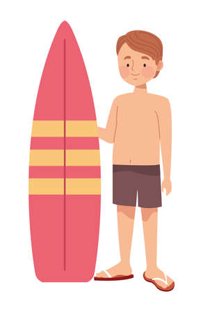 tourist man with surfboardのイラスト素材