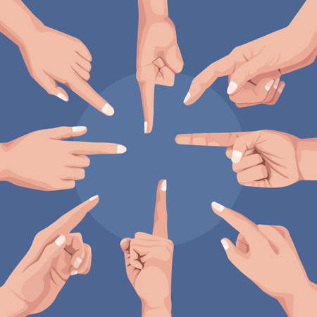 fingers point hands aroundのイラスト素材