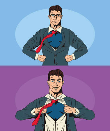 two elegant man pop art iconのイラスト素材