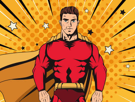 red superhero pop art posterのイラスト素材