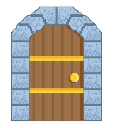 castle door pixel artのイラスト素材