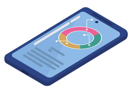 statistics in smartphone isometricのイラスト素材