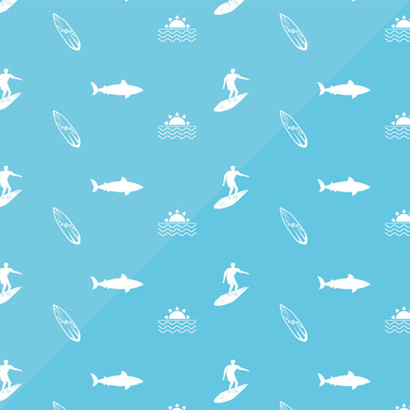 surfers and sharks pattern