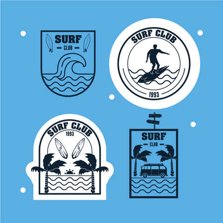 four surf sport iconsのイラスト素材