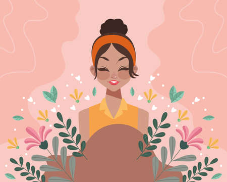 young woman in gardenのイラスト素材