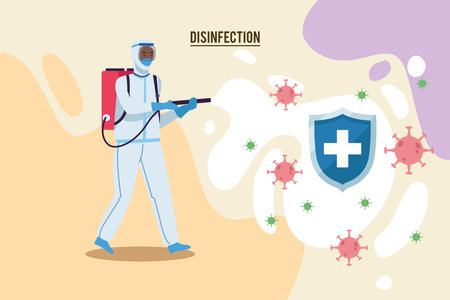 Disinfectant worker designのイラスト素材
