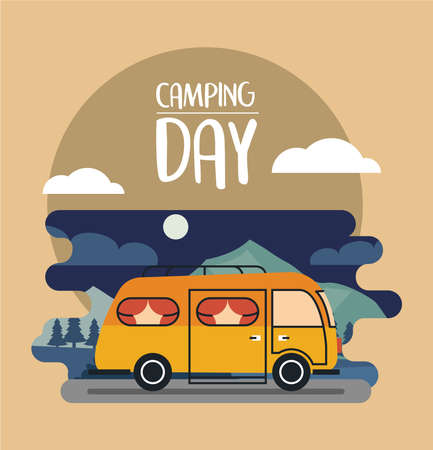 yellow van and letteringのイラスト素材