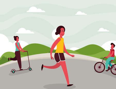 three persons in car free dayのイラスト素材