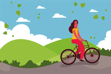 woman in bicycleのイラスト素材