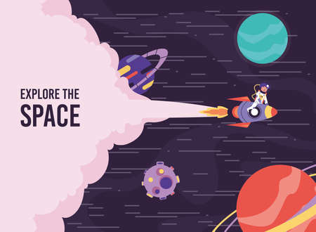 explore the space postcardのイラスト素材