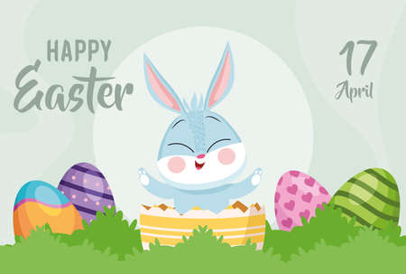 happy easter card with rabbitのイラスト素材