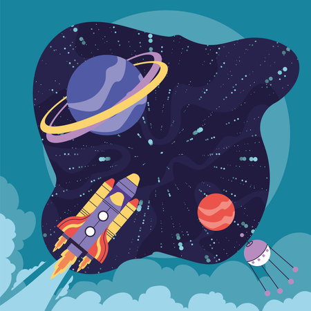 planets and rocketのイラスト素材