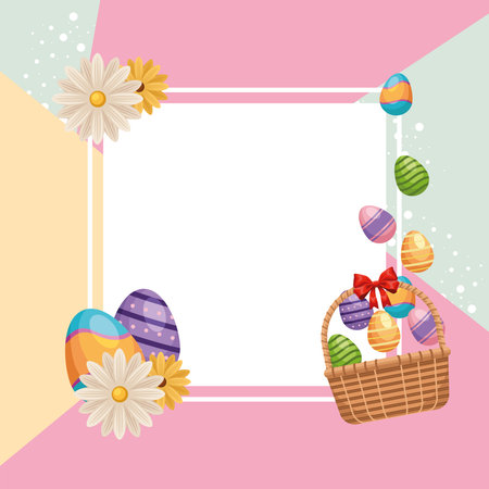 eggs painted in basketのイラスト素材