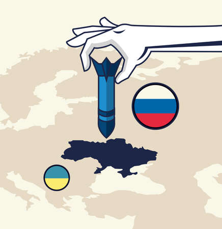 Ukraine war hand with missileのイラスト素材