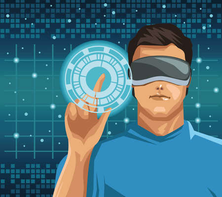 man touching the metaverseのイラスト素材