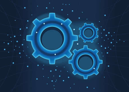gears machine realistic techのイラスト素材