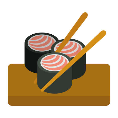 kitchen board with sushiのイラスト素材