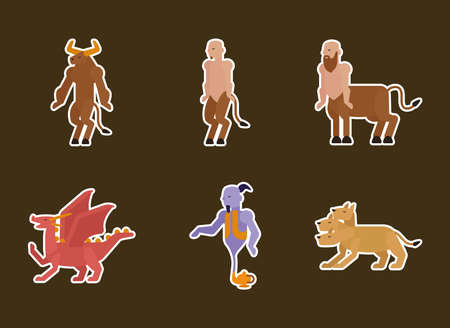 six fantastic creatures charactersのイラスト素材