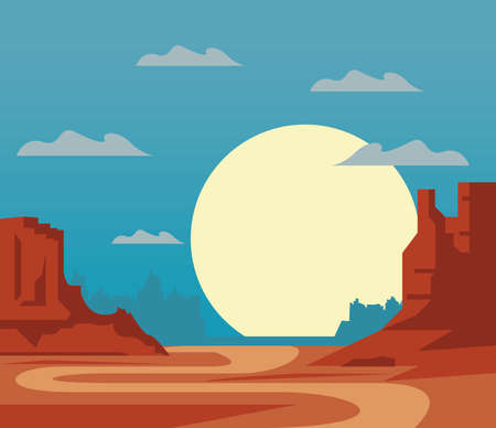 sunny desert wild westのイラスト素材