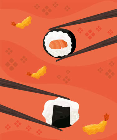 ebi furai and sushiのイラスト素材