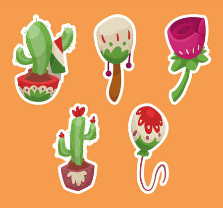 five cinco de mayo iconsのイラスト素材
