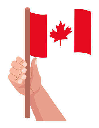 hand with canadian flagのイラスト素材