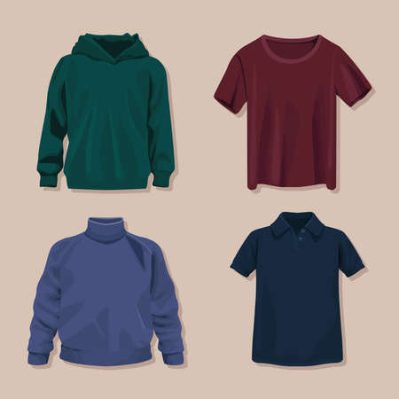 set of shirts realisticのイラスト素材