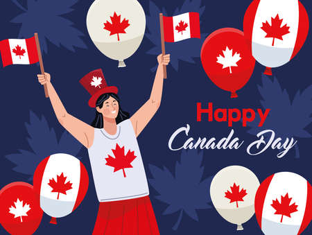 canada day lettering postcardのイラスト素材