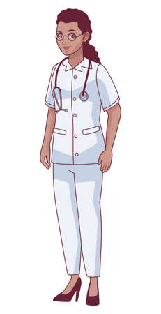 afro female doctorのイラスト素材
