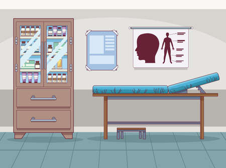 doctors office with stretcherのイラスト素材