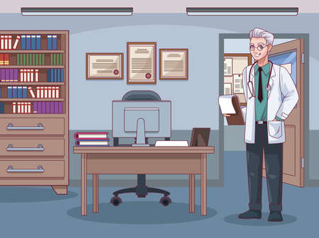 doctor in workplaceのイラスト素材