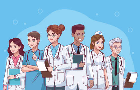 six professional doctors staffのイラスト素材