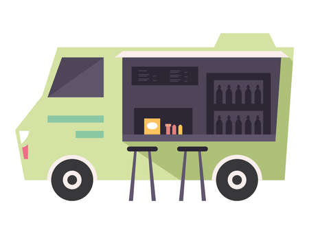 green food truckのイラスト素材