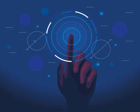 hand human touching techのイラスト素材