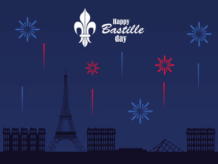 happy bastille day postcardのイラスト素材