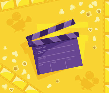 clapperboard and film tapesのイラスト素材