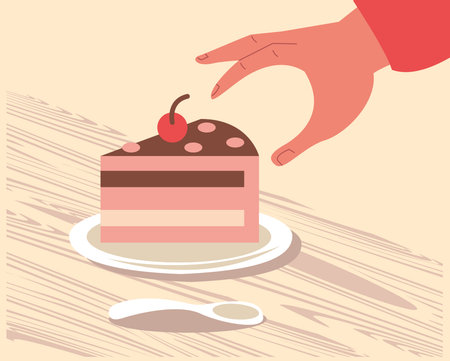 hand with sweet cake