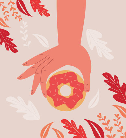 hand with sweet donutのイラスト素材
