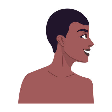 afro woman profileのイラスト素材