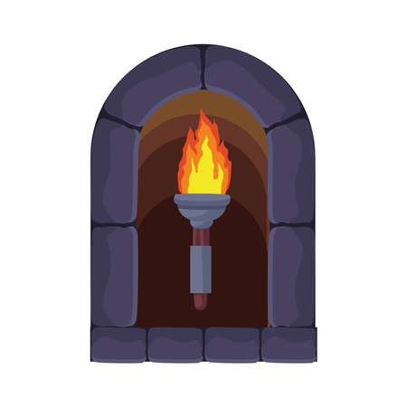 antique castle torchのイラスト素材