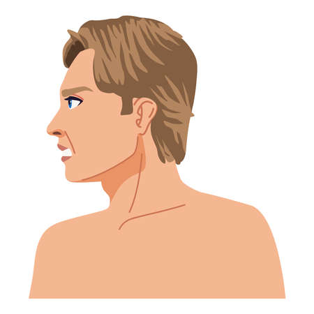 blond man naked profileのイラスト素材