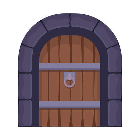 antique castle wooden doorのイラスト素材