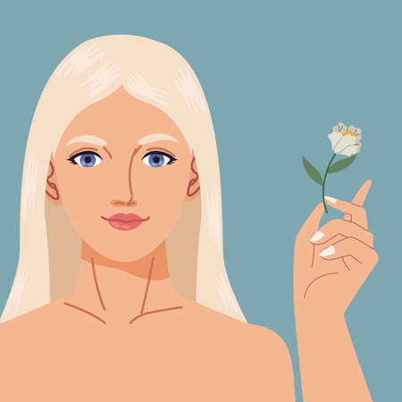 blond woman with flowerのイラスト素材