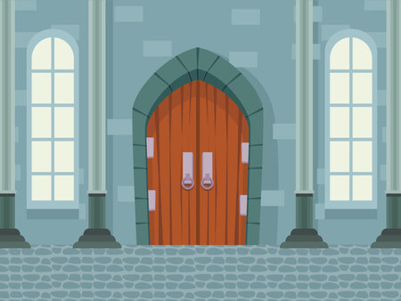 castle door and columnsのイラスト素材