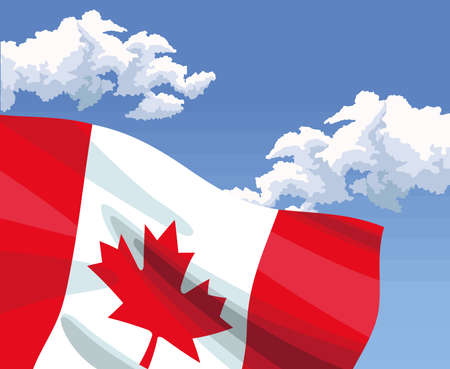 canadian flag and skyのイラスト素材