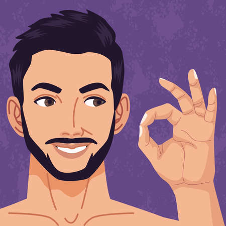 bearded naked manのイラスト素材