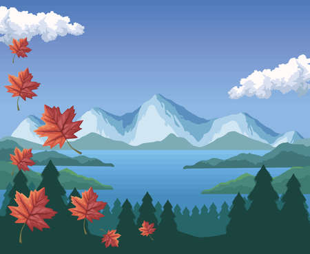 Rocky Mountains canadian landscapeのイラスト素材