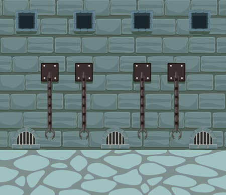 castle wall with chainsのイラスト素材