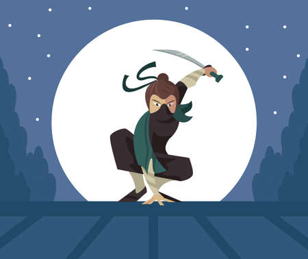 ninja warrior with swordのイラスト素材
