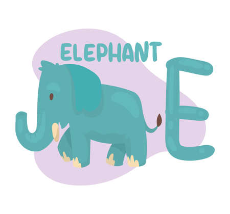 elephant and e letterのイラスト素材